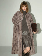 COCOBELLA Thick Faux Fur Longline Loose Fit Round Neck Office Ladies Mink Coats