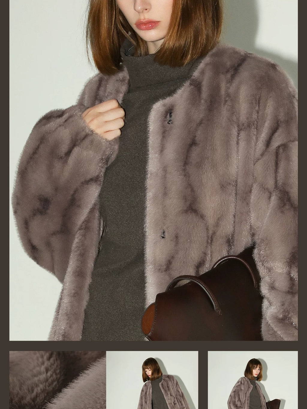 COCOBELLA Thick Faux Fur Longline Loose Fit Round Neck Office Ladies Mink Coats