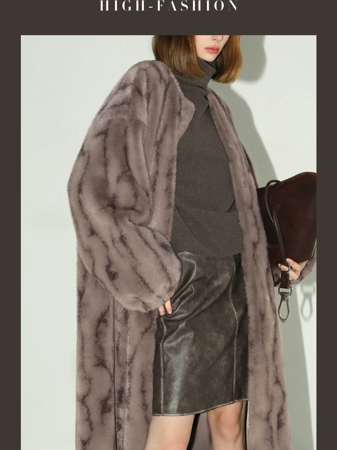 COCOBELLA Thick Faux Fur Longline Loose Fit Round Neck Office Ladies Mink Coats