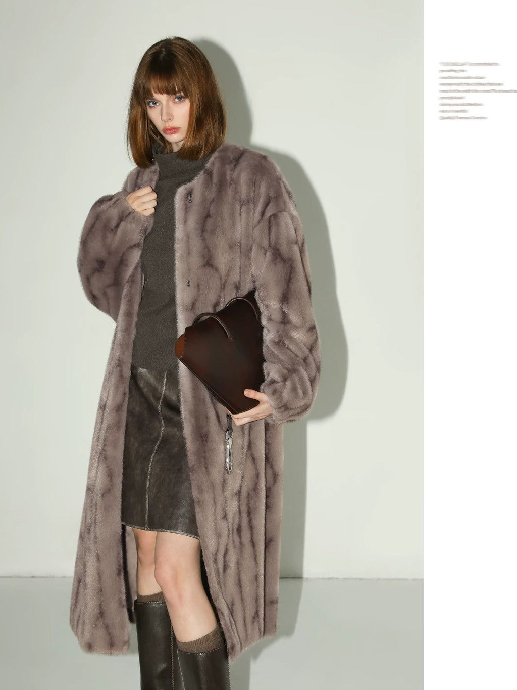 COCOBELLA Thick Faux Fur Longline Loose Fit Round Neck Office Ladies Mink Coats