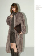 COCOBELLA Thick Faux Fur Longline Loose Fit Round Neck Office Ladies Mink Coats