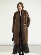 COCOBELLA Thick Faux Fur Vintage Straight Midlength V Neck Women Chocolate Coats
