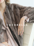 COCOBELLA Thick Long Loose Fit Round Neck Fur Panel Women Office Wool Overcoats Coats