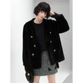 Thick Plush V Neck Office Standard Fit Women Faux Fur Coats Jackets