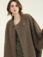 COCOBELLA Thick Polyester Loose Fit Drop Shoulder Hidden Buttons Pockets Olive Jackets