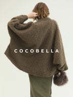 COCOBELLA Thick Polyester Loose Fit Drop Shoulder Hidden Buttons Pockets Olive Jackets