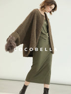 COCOBELLA Thick Polyester Loose Fit Drop Shoulder Hidden Buttons Pockets Olive Jackets