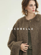 COCOBELLA Thick Polyester Loose Fit Drop Shoulder Hidden Buttons Pockets Olive Jackets