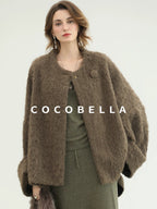 COCOBELLA Thick Polyester Loose Fit Drop Shoulder Hidden Buttons Pockets Olive Jackets
