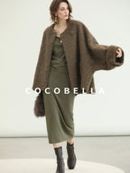 COCOBELLA Thick Polyester Loose Fit Drop Shoulder Hidden Buttons Pockets Olive Jackets