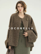COCOBELLA Thick Polyester Loose Fit Drop Shoulder Hidden Buttons Pockets Olive Jackets