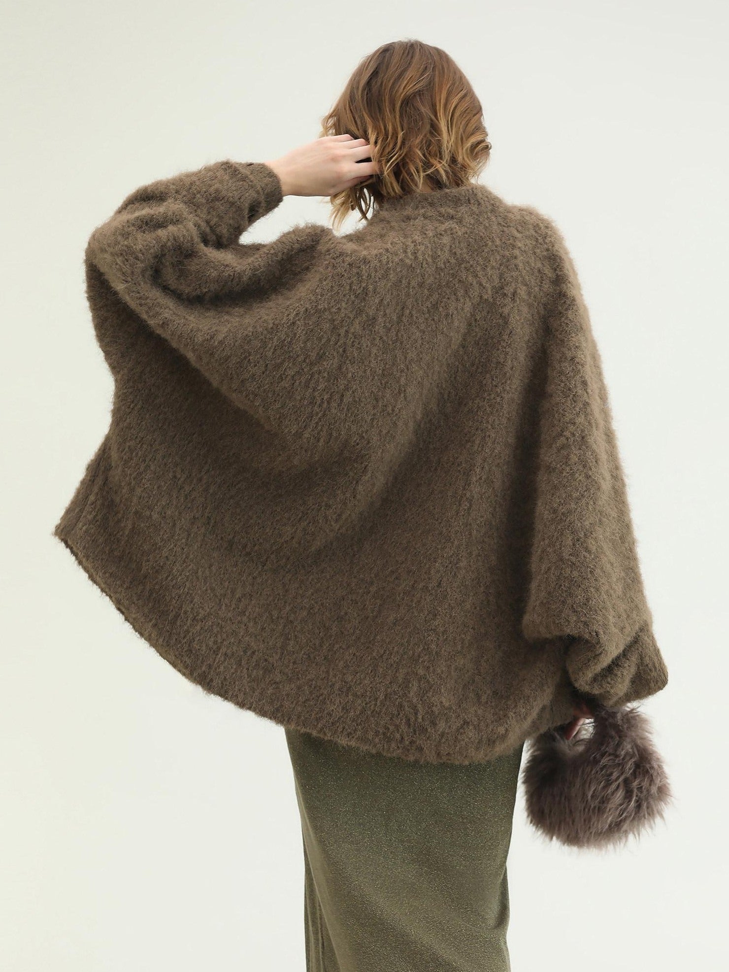 COCOBELLA Thick Polyester Loose Fit Drop Shoulder Hidden Buttons Pockets Olive Jackets