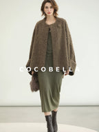 COCOBELLA Thick Polyester Loose Fit Drop Shoulder Hidden Buttons Pockets Olive Jackets