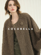 COCOBELLA Thick Polyester Loose Fit Drop Shoulder Hidden Buttons Pockets Olive Jackets