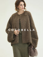 COCOBELLA Thick Polyester Loose Fit Drop Shoulder Hidden Buttons Pockets Olive Jackets