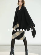 COCOBELLA Thick Polyester Minimalist Loose Fit Round Neck Button Pocket Black Jackets