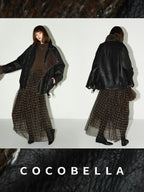 COCOBELLA Thick Pu Patchwork Oversized Street Lapel Zipper Mid Length Leather Jackets