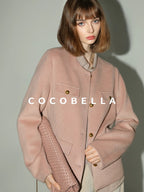 COCOBELLA Thick Single Breasted Collarless Straight Fit Ladylike Workwear Polyester Blazers