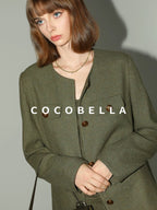 COCOBELLA Thick Single Breasted Collarless Straight Fit Ladylike Workwear Polyester Blazers
