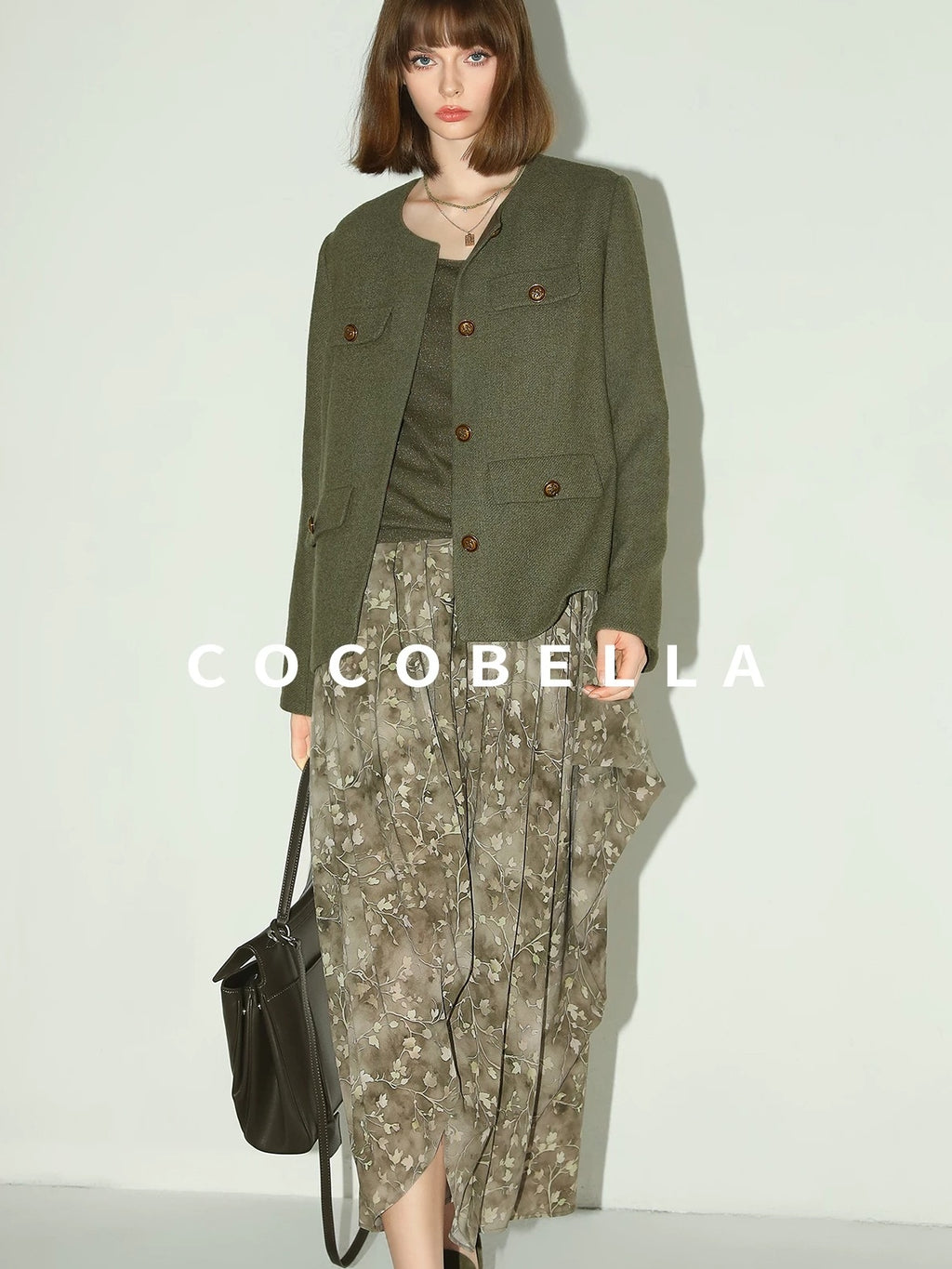 COCOBELLA Thick Single Breasted Collarless Straight Fit Ladylike Workwear Polyester Blazers