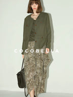 COCOBELLA Thick Single Breasted Collarless Straight Fit Ladylike Workwear Polyester Blazers