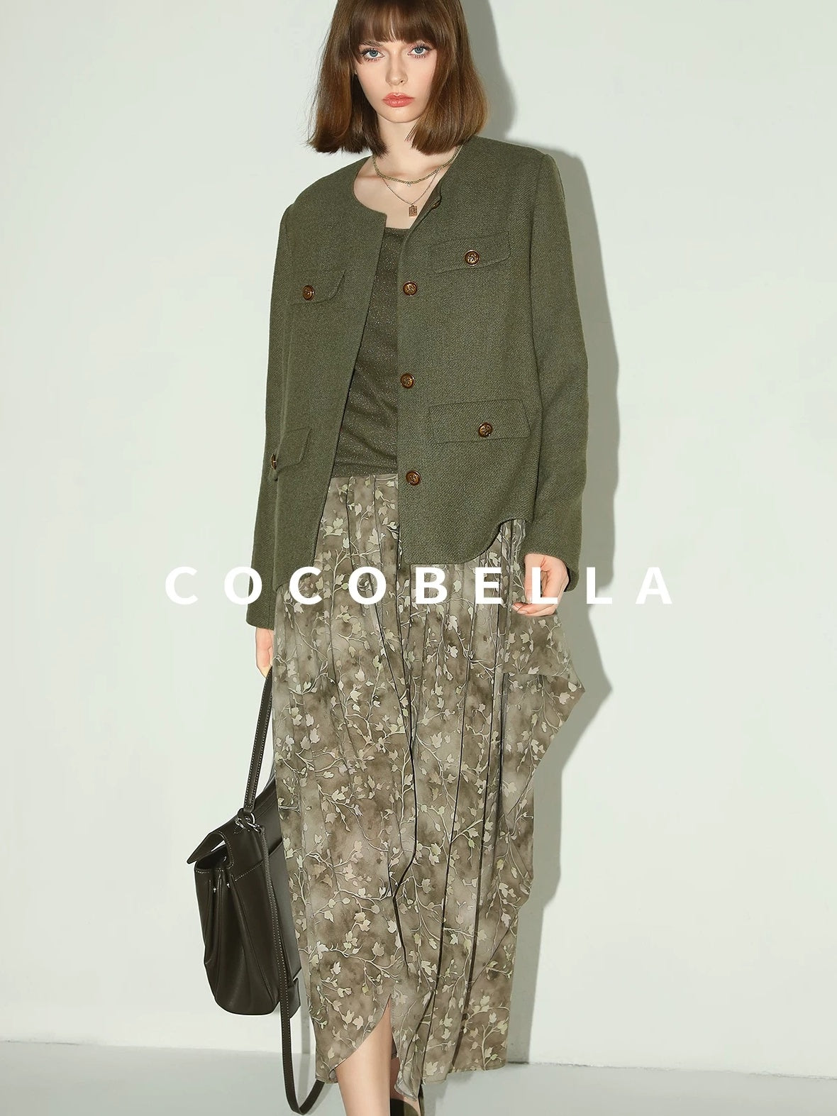 COCOBELLA Thick Single Breasted Collarless Straight Fit Ladylike Workwear Polyester Blazers
