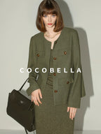COCOBELLA Thick Single Breasted Collarless Straight Fit Ladylike Workwear Polyester Blazers