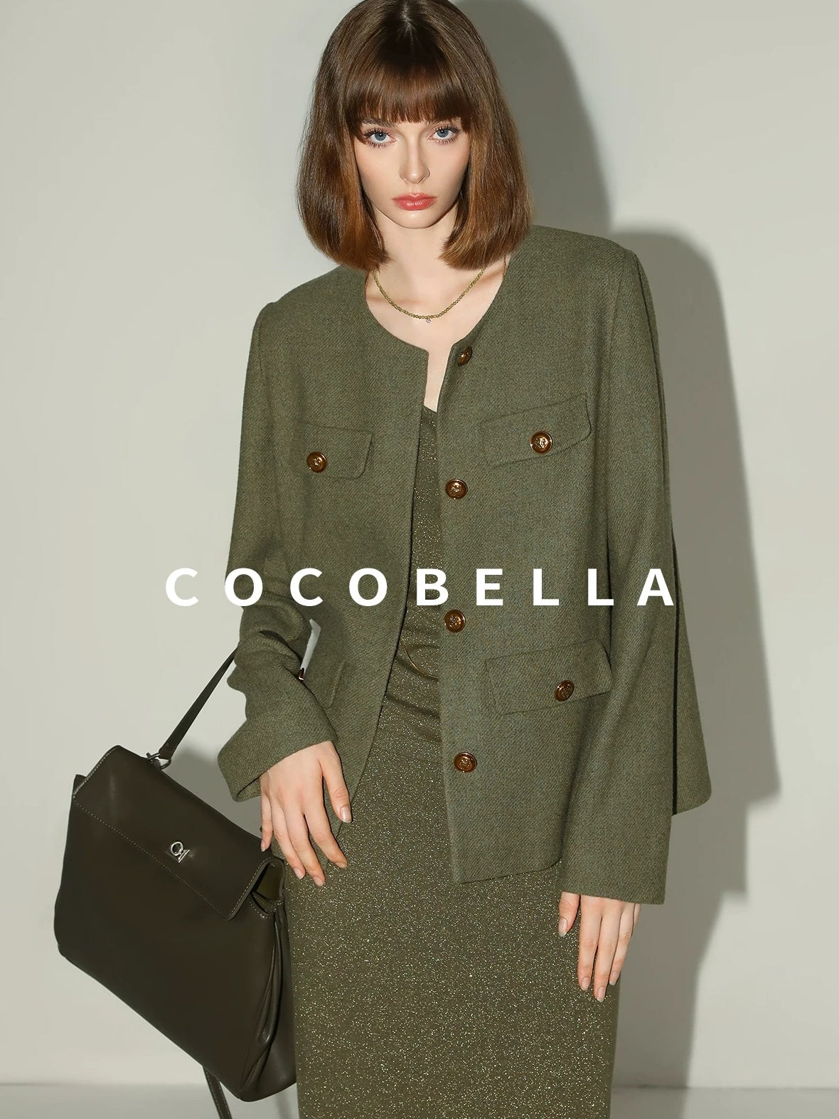 COCOBELLA Thick Single Breasted Collarless Straight Fit Ladylike Workwear Polyester Blazers