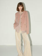 COCOBELLA Thick Single Breasted Collarless Straight Fit Ladylike Workwear Polyester Blazers