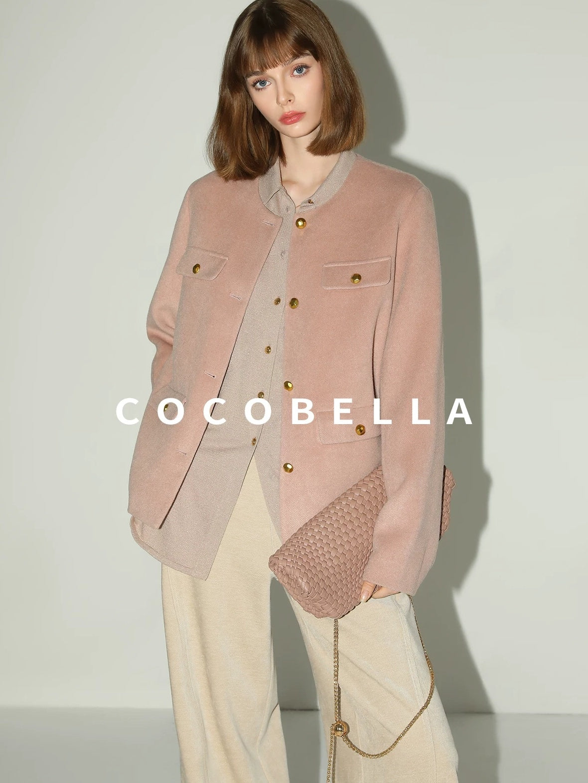 COCOBELLA Thick Single Breasted Collarless Straight Fit Ladylike Workwear Polyester Blazers