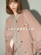COCOBELLA Thick Single Breasted Collarless Straight Fit Ladylike Workwear Polyester Blazers