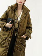 COCOBELLA Thick Warm 90 White Duck Down Minimalist Straight Hooded City Down Jackets