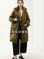 COCOBELLA Thick Warm 90 White Duck Down Minimalist Straight Hooded City Down Jackets