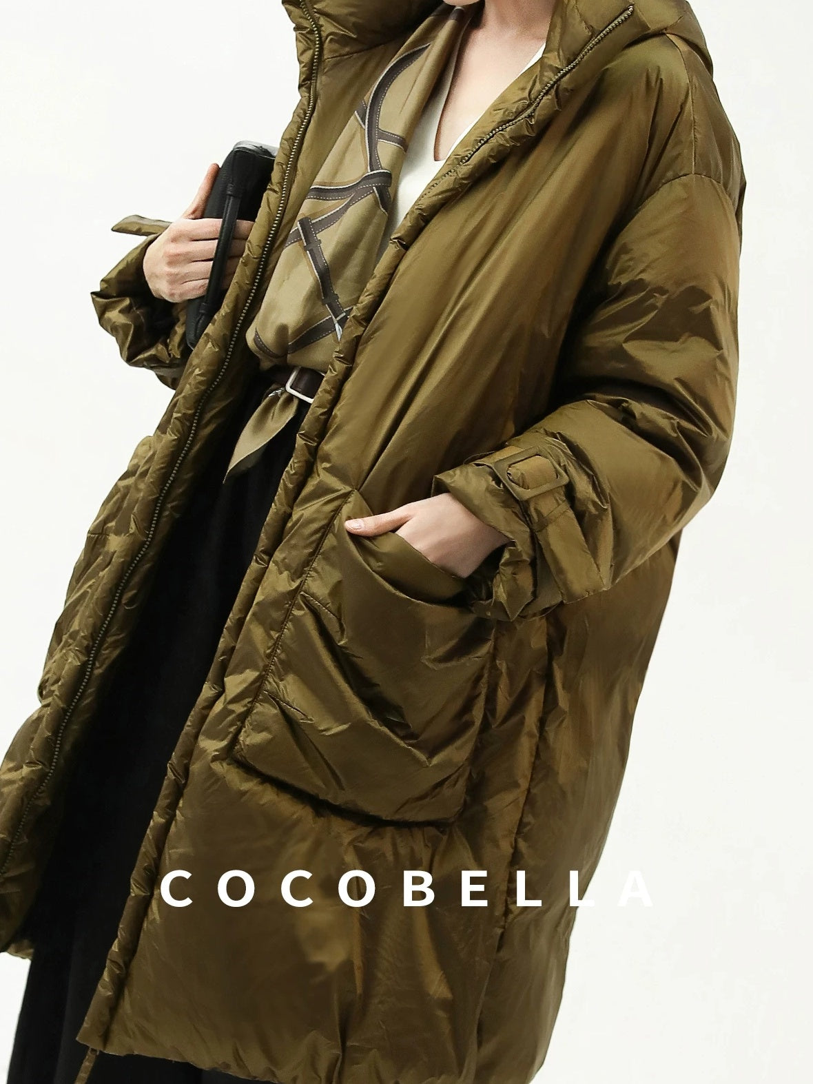 COCOBELLA Thick Warm 90 White Duck Down Minimalist Straight Hooded City Down Jackets