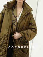 COCOBELLA Thick Warm 90 White Duck Down Minimalist Straight Hooded City Down Jackets
