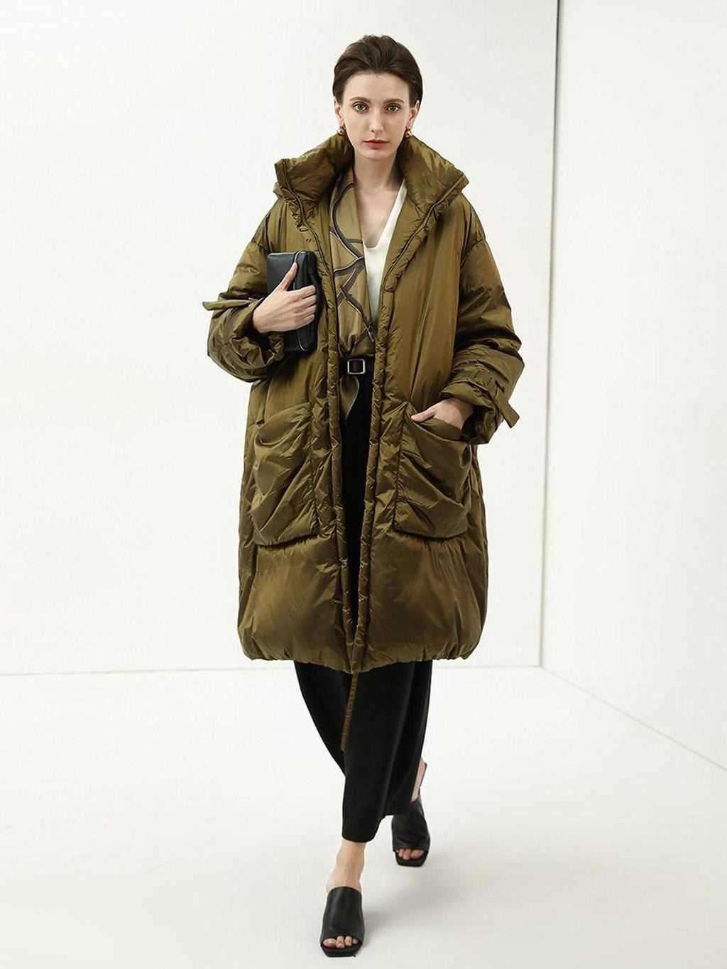 COCOBELLA Thick Warm 90 White Duck Down Minimalist Straight Hooded City Down Jackets