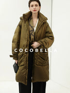 COCOBELLA Thick Warm 90 White Duck Down Minimalist Straight Hooded City Down Jackets