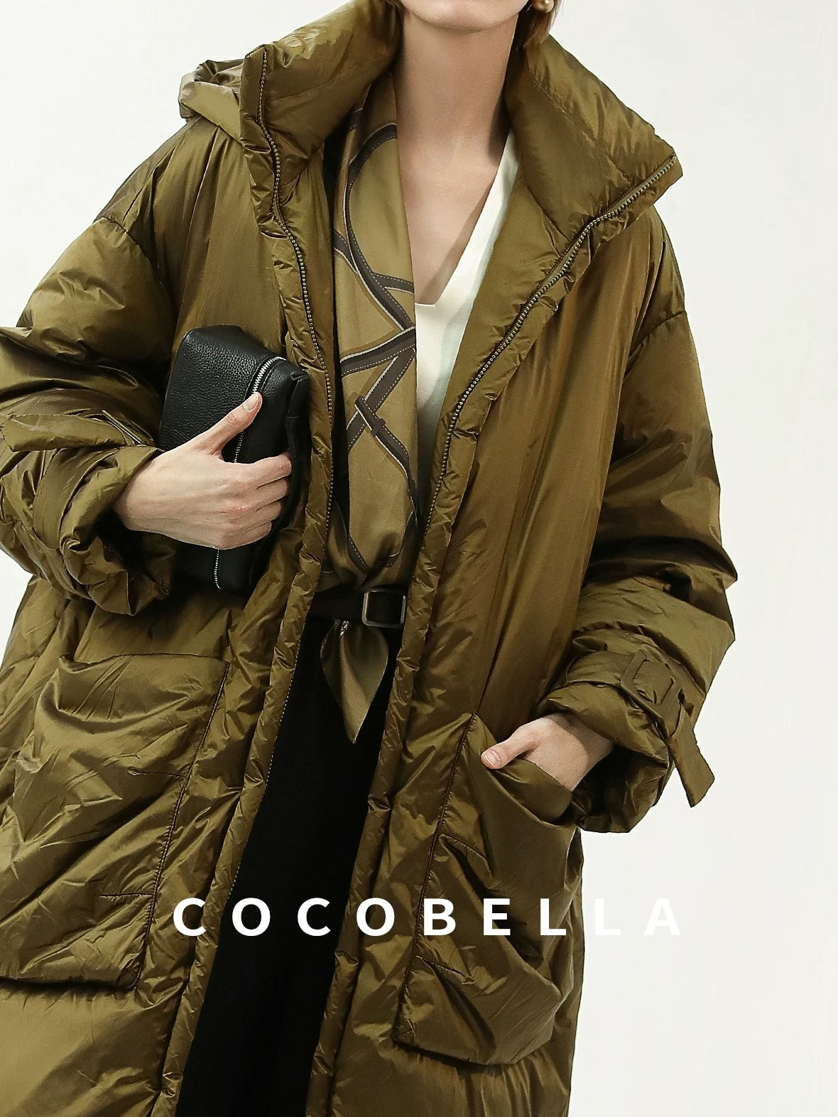COCOBELLA Thick Warm 90 White Duck Down Minimalist Straight Hooded City Down Jackets