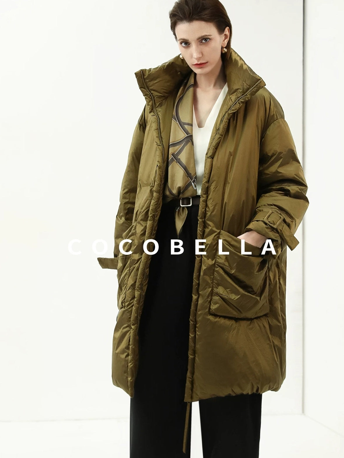 COCOBELLA Thick Warm 90 White Duck Down Minimalist Straight Hooded City Down Jackets
