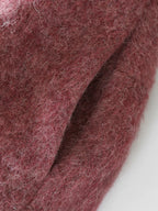 COCOBELLA Thick Wool Blend Belted Stand Collar Loose Ol Office Women Berry Red Jackets