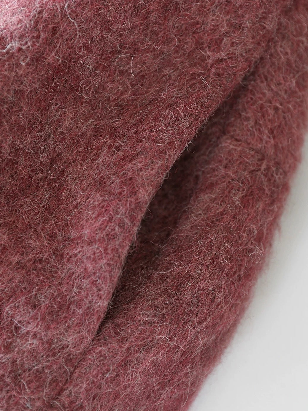COCOBELLA Thick Wool Blend Belted Stand Collar Loose Ol Office Women Berry Red Jackets