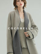 COCOBELLA Thick Wool Blend Double Breasted Long Lapel 3D Tailored Office Coats