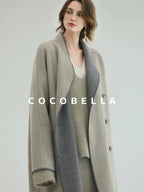 COCOBELLA Thick Wool Blend Double Breasted Long Lapel 3D Tailored Office Coats