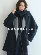 COCOBELLA Thick Wool Blend Longline Single Button Loose Fit Ol Work Wool Overcoats Coats