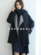 COCOBELLA Thick Wool Blend Longline Single Button Loose Fit Ol Work Wool Overcoats Coats