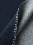 COCOBELLA Thick Wool Blend Shell Embroidered Scarf Minimalist Loose Women Workwear Coats