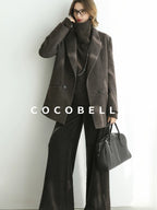 COCOBELLA Thick Wool Double Breasted Notch Lapel Loose Fit Women Wool Overcoats Jackets
