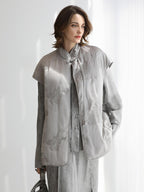 COCOBELLA Thickened Embroidered Short Stand Collar Frog Button Office Padded Jackets