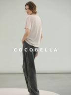 COCOBELLA Thin Printed Letter Long Sleeve Casual Straight Fit Round Neck Ecru Shirts
