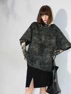COCOBELLA Tie Dye Patchwork Pocket Crewneck Streetwear Cotton Blend Knit Sweatshirts